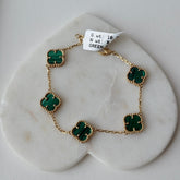 Van-Cleef Green Charm Bracelet 8.49 Grams, 18KT Gold